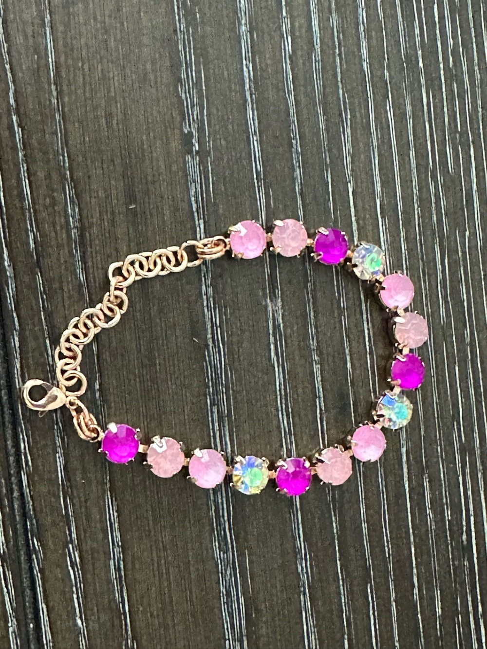 Rose Gold Pink Crystal Tennis Bracelet - Women's Jewelry